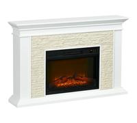 HOMCOM Chimenea Eléctrica con Calefacción 1800W Efecto Llama 120x24x80 cm Blanco