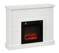HOMCOM Chimenea Eléctrica con Efecto de Llama Control Remoto Blanco | Chimenea Decorativa, Calefacción 1800 W, Temporizador Semanal, Protección Contra Sobrecalentamiento