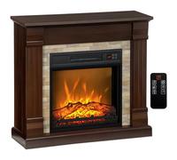 HOMCOM Chimenea Eléctrica con Efecto de Llama Realista de 3 Brillos Marrón | Chimenea Eléctrica Decorativa, 1800W, Soporte para TV 35", Termostato, Temporizador 6 h/Semanal, Mando a Distancia