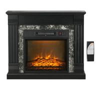 HOMCOM Chimenea Eléctrica 1800W Chimenea Decorativa con Efecto de Llama Mando a Distancia Temporizador Termostato Protección Contra Sobrecalentamiento para Sala 30 m² Negro Black