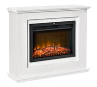 HOMCOM Chimenea eléctrica con mando a distancia potencia regulable 1000 W y 2000 W efecto llama realista iluminación del fuego en 5 etapas 98 x 27,5 x 80 cm blanco Aosom España