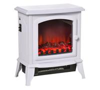 HOMCOM Chimenea Eléctrica de Pie 1000/2000W 20-25 m² 36,5x24x45,5 cm Blanco | Chimenea Decorativa, Efecto de Llama, Termostato Ajustable, Protección contra Sobrecalentamiento, para Salas