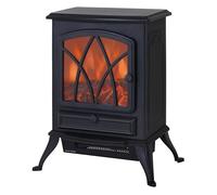 Homcom chimenea eléctrica de pie 1000w/2000w chimenea decorativa con ventana efecto de llama brillo ajustable y protección sobrecalentamiento para 15-30 ㎡ 45x28,5x54 cm negro 45 cm