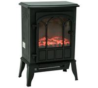 HOMCOM Chimenea Eléctrica de Pie 1000W/2000W Chimenea Decorativa con Ventana Efecto de Llama Temperatura Ajustable y Protección Sobrecalentamiento para 15-30 ㎡ 39x23x56,5 cm Negro