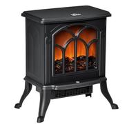 Homcom chimenea eléctrica de pie 750/1500 w, chimenea decorativa con 2 niveles de potencia, efecto llama, protección sobrecalentamiento, área de cobertura 15-20 m², negro 23.1 cm