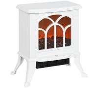 HOMCOM Chimenea Eléctrica de Pie 750/1500 W con 2 Niveles de Potencia Efecto Llama Área de Cobertura 15-20 m² Blanco Aosom España