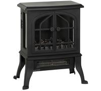 HOMCOM Chimenea Eléctrica de Pie 900/1800W Efecto Llama 3D Termostato Ajustable Ventanas Visibles para 15-30 ㎡ Negro Aosom España