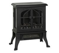 Homcom chimenea eléctrica de pie, chimenea decorativa, 900/1800w, efecto llama 3d, 2 niveles de potencia, termostato ajustable, ventanas visibles, para 15-30 ㎡, negro 24 cm