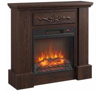 HOMCOM Chimenea eléctrica de suelo 1800 W con efecto de llama, mando a distancia, temporizador y temperatura regulable, Marrón