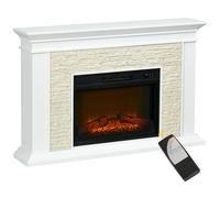 HOMCOM Chimenea eléctrica de pared 1800W efecto llama blanco 120x24x80 cm con mando y temporizador
