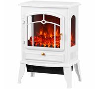 HOMCOM Chimenea eléctrica independiente con panorámica de 3 lados, chimenea eléctrica, 39x24x57 cm Blanco