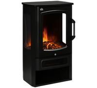 HOMCOM Chimenea eléctrica LED, Chimenea independiente, Chimenea con efecto llama, 1000/2000W, Calefacción interior, Calefactor, Ventana panorámica, Chimenea eléctrica con calentador, 2 niveles de cale