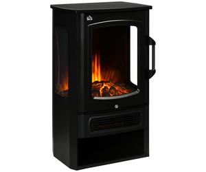 HOMCOM Chimenea eléctrica LED, Chimenea independiente, Chimenea con efecto llama, 1000/2000W, Calefacción interior, Calefactor, Ventana panorámica, Chimenea eléctrica con calentador, 2 niveles de cale