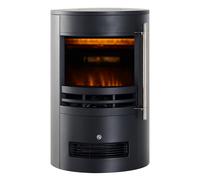 HOMCOM Chimenea Eléctrica Móvil Calefactor Estufa Eléctrica con Termostato 900W/1800W Efecto Fuego LED Temperatura Ajustable 41x41x64.5cm Acero Black