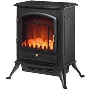 HOMCOM Chimenea Eléctrica Portátil 1000/2000W 15-20 m² 45x28x54 cm Negro