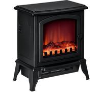 HOMCOM Chimenea Eléctrica Portátil 1000/2000W con Llama Simulada Termostato Ajustable para Salas de hasta 25 m² 36,5x24x41,5 cm Negro Aosom España
