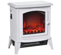 HOMCOM Chimenea Eléctrica Portátil 1000/2000W con Llama Simulada Termostato y Protección Sobrecalentamiento 36,5x24x41,5 cm Blanco Aosom España