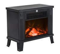 HOMCOM Chimenea Eléctrica Portátil 600/1200W 13-18 m² 34x17x31 cm Negro | Chimenea Decorativa, Efecto de Llama, Protección contra Sobrecalentamiento, para Salas