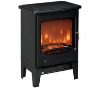 HOMCOM Chimenea Eléctrica Portátil de 900/1800W con Efecto de Llama Termostato Ajustable y Protección Sobrecalentamiento hasta 20 m² 39x26x54,8 cm Negro