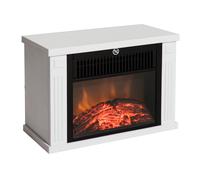 HOMCOM Chimenea Eléctrica Portátil Estufa Termostato Ajustable 600/1200W 34x17x25cm Blanco Aosom España