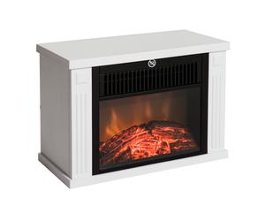 HOMCOM Chimenea Eléctrica Portátil Estufa Termostato Ajustable 600/1200W 34x17x25cm Blanco Aosom España