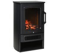 HOMCOM Chimenea Eléctrica Potencia de 2 Niveles 1000W o 2000W con Efecto Llama Termostato y Protección contra Sobrecalentamiento hasta 25 m² 44,5x32,1x74 cm Negro Black 44.5x32.1x74cm