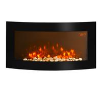 HOMCOM Chimenea Eléctrica Tipo Estufa de Pared con Efecto Llamas Luz LED de 7 Colores con Mando A Distancia 1000W/2000W 89,2x13,5x48cm Aosom España