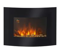 HOMCOM Chimenea Eléctrica Tipo Estufa de Pared con Efecto Llamas y Luz LED de 7 Colores con Mando a distancia 900W/1800W 65x11.4x52cm Aosom España