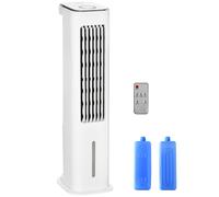 HOMCOM Climatizador Evaporativo Bajo Consumo 75W Altura 86 cm Oscilante con Control Remoto Depósito 5L 3 Modos 3 Velocidades Temporizador 12h y Pantalla LED Táctil 23x29x86 cm Blanco White 23x29x86cm