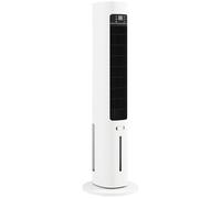 HOMCOM Climatizador Evaporativo de Torre 3 en 1, Enfriador de Aire Portátil con Depósito de 3 L, Oscilación 48°, 3 Velocidades, 3 Modos, Temporizador 12h y Mando a Distancia, 2 Acumuladores de Frío