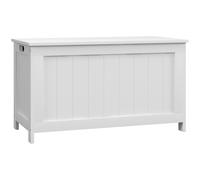 HOMCOM Cofre, Caja de almacenamiento, Caja de cojín con asa, Cofre de electrodomésticos con tapa, para salón, Dormitorio, Blanco, 81 x 40 x 46 cm White