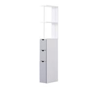 HOMCOM Armario Alto de Baño Multiusos Estrecho con 2 Estantes 1 Puerta y 2 Cajones de Almacenamiento 15x33x136cm Color Blanco