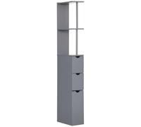 HOMCOM Columna Auxiliar de Baño Moderno con 2 Estantes 15x33x136,5 cm Gris Gris
