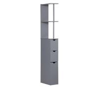 HOMCOM Columna Auxiliar de Baño Moderno con 2 Estantes 15x33x136,5 cm Gris Gris