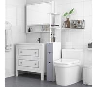 HOMCOM Armario Alto de Baño Multiusos Estrecho con 2 Estantes 1 Puerta y 2 Cajones de Almacenamiento 15x33x136cm Color Blanco