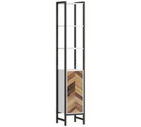 HOMCOM Columna de Baño con 3 Estantes Abiertos 30x30x170 cm Blanco y Nogal