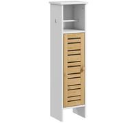 HOMCOM Columna de Baño con Portarrollos 21x17x78 cm Blanco y Natural