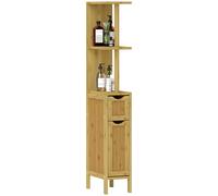 HOMCOM Columna de Baño con Puertas y Estantes Abiertos 18x30x120 cm Natural