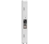 Homcom columna de baño estrecha con 2 puertas armario alto de baño rústico con cajón compartimento abierto estantes ajustables y portarrollos 20x20x185 cm blanco 20 cm