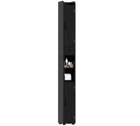 HOMCOM Columna de Baño Estrecho con 2 Puertas Cajón Compartimento Abierto Estantes Ajustables y Portarrollos Armario Alto de Baño Rústico 20x20x185 cm Negro Black 20x20x185cm