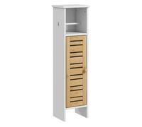 Homcom columna de baño moderna mueble auxiliar de baño con portarrollos de papel estantes ajustable y puerta de bambú anti-vuelco 21x17x78 cm blanco y natural 21 cm