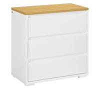 HOMCOM Cómoda 3 Cajones sin Tiradores para Dormitorio 70x37x75 cm Blanco | Cajonera para Salón, Oficina, Estilo Moderno