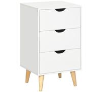 HOMCOM Cómoda 3 cajones Mesa de noche Mueble de almacenaje sobre patas Estilo escandinavo en Madera - 40x35x68,5 cm - Blanco Aosom España