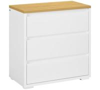 HOMCOM Cómoda 3 Cajones sin Tiradores para Dormitorio 70x37x75 cm Blanco | Cajonera para Salón, Oficina, Estilo Moderno
