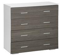 HOMCOM Cómoda 4 Cajones Cómoda Dormitorio 76x35x72 cm Gris Veteado y Blanco