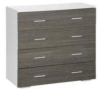 HOMCOM Cómoda 4 Cajones Cómoda Dormitorio 76x35x72 cm Gris Veteado y Blanco | Estilo Moderno, Cajonera para Salón, Oficina, Pasillo