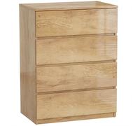 HOMCOM Cómoda 4 Cajones Cómoda Dormitorio Moderna 60x40x80 cm Madera Natural Madera Natural