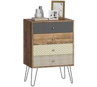 HOMCOM Cómoda 4 Cajones, Cómoda Dormitorio, con Patas de Horquilla de Acero, Cajonera para Salón, Oficina, Estilo Bohemio, 60x39x86 cm, Multicolor