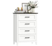Homcom cómoda 4 cajones, cómoda dormitorio estrecho y alto con encimera efecto madera, cajonera para espacios pequeños, salón, oficina, 60x35x87 cm, blanco