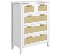 HOMCOM Cómoda 5 cajones asas de madera maciza correderas de metal para oficina salón dormitorio 77x37x104 cm Blanco Aosom España